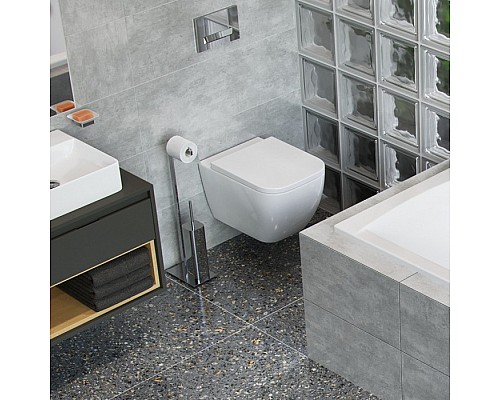 Ершик напольный с бумагодержателем Excellent Riko хром