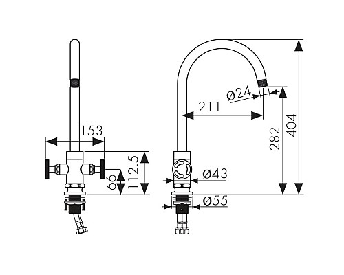 Смеситель для кухни Kaiser Topaz 17333-2 Черный матовый