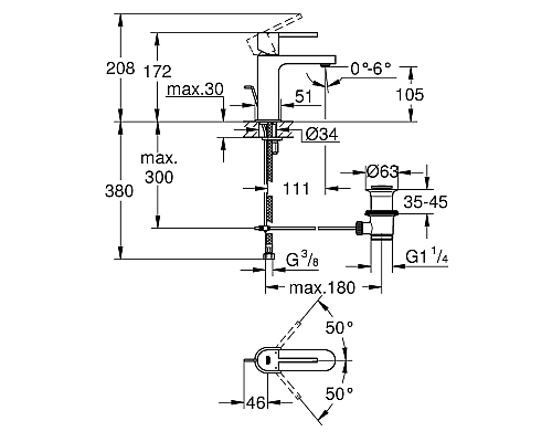 Смеситель для раковины Grohe Plus 32612003 Хром