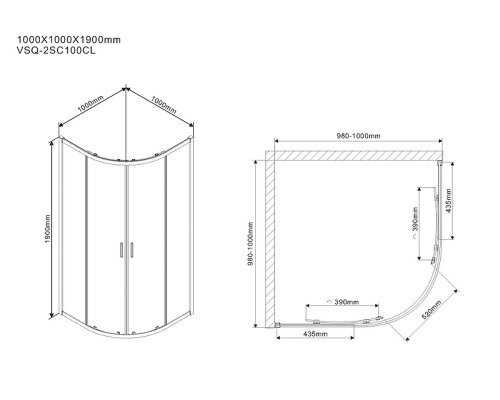 Душевой уголок Vincea Scala 100x100 Хром
