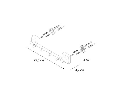 Планка FIXSEN Kvadro 4 крючка FX-61305-4