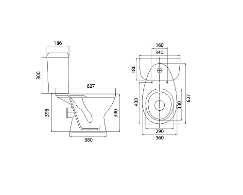 Унитаз компакт Santeri Pro 1.P215.5.S00.00B.F с бачком и сиденьем