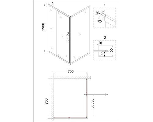 Душевая дверь Niagara Nova 90 NG-83-9AB профиль Черный стекло прозрачное