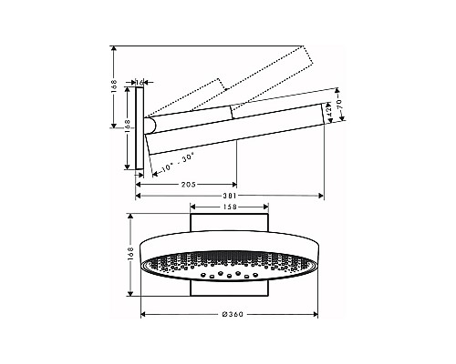 Верхний душ Hansgrohe хром 26234000 Верхний душ Hansgrohe хром 26234000