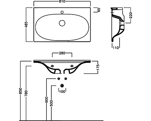 Раковина Hatria Le Fiabe 81 Y1AB01 Белая