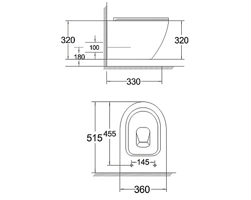 Унитаз Agger AT03100 подвесной с сиденьем Микролифт