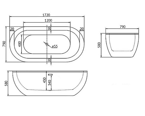 Акриловая ванна Abber AB9241