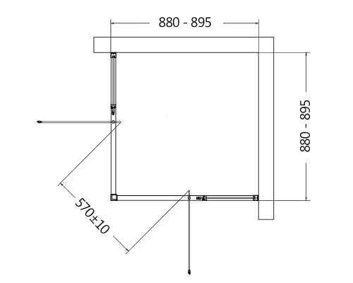 Душевой уголок AQUAme 90x90 профиль Черный матовый стекло прозрачное