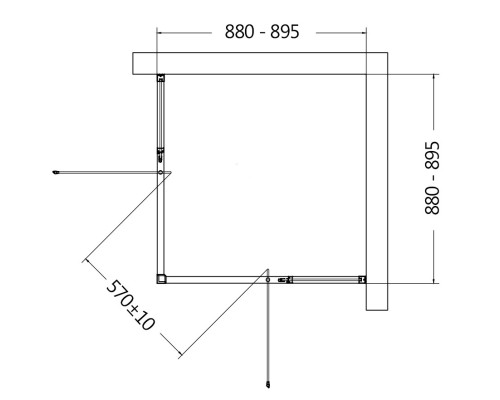 Душевой уголок AQUAme 90x90 профиль Черный матовый стекло прозрачное