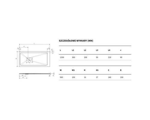 Поддон Excellent Arda 120x90 см черный