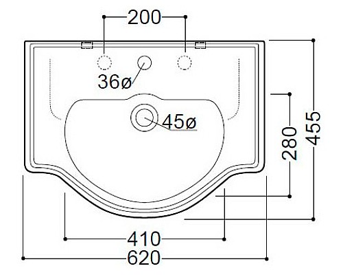 Раковина Kerasan Retro 103001 62 с 1 отверстием