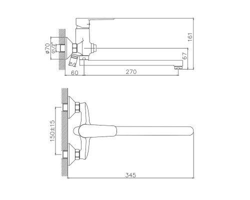 Смеситель для ванны Cron CN22523 Хром