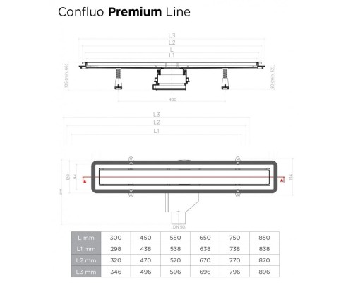 Душевой лоток Pestan Confluo Premium Black Glass Line 450 13000291