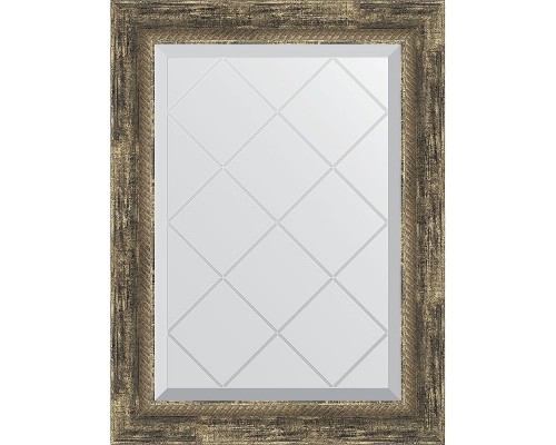 Зеркало Evoform Exclusive-G 71х53 BY 4006 с гравировкой в багетной раме - Старое дерево с плетением 70 мм