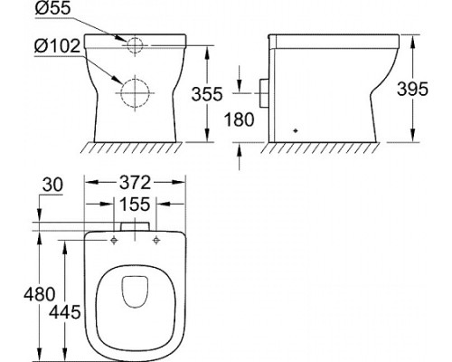 Унитаз Grohe напольный приставной 39329000