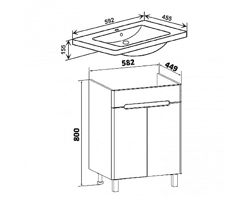 Тумба под раковину Runo ПАРМА 60 00-00001038 напольная