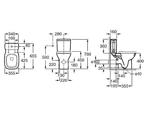 Унитаз компакт Roca Debba 34299700Y без бачка и сиденья