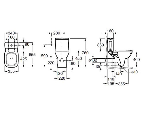 Унитаз компакт Roca Debba 34299700Y без бачка и сиденья