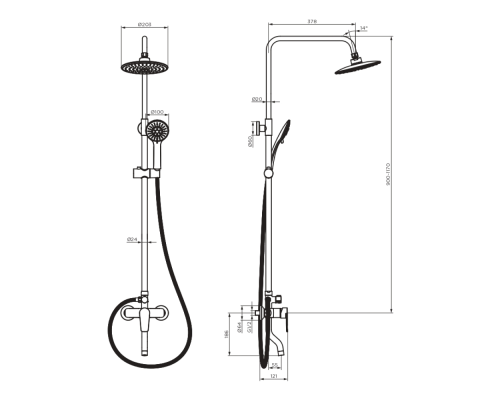 Душевая система Dorff Prime D0740900 Хром Серый