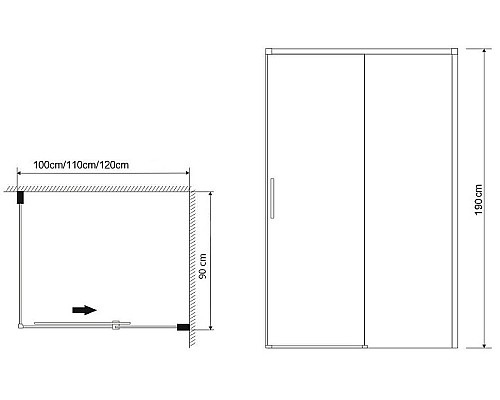 Душевая стенка Grossman Fly 90 GR-P90Fl1 профиль Хром стекло прозрачное