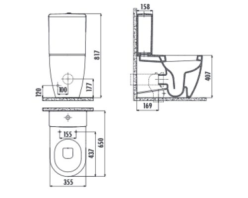 Унитаз компакт Creavit Free FE360-11CB00E-0000 Белый без бачка и сиденья