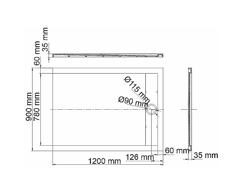 Душевой поддон из искусственного камня WasserKRAFT Abens 120x90 20T07 Черный матовый