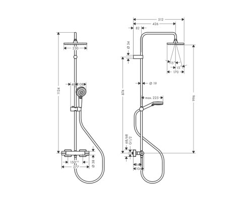 Душевая система Hansgrohe с термостатом черный матовый