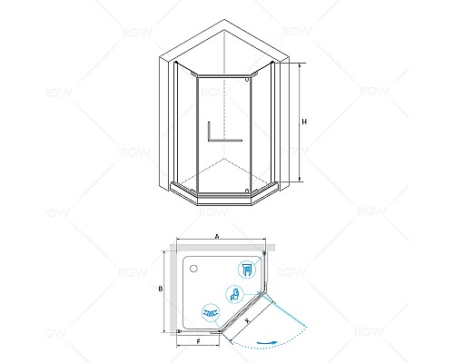 Душевой уголок RGW Passage PA-081 80х80 35088188-11 профиль Хром стекло прозрачное