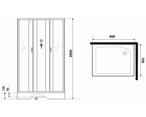 Душевая кабина Niagara Classic 90х70 NG-43975-14QBKG с гидромассажем