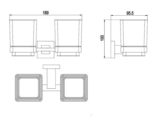 Стакан для зубных щеток двойной Timo Selene 10034/00 хром