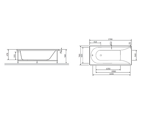 Каркас для ванны AM.PM Spirit W72A-170-070W-R2 700 мм