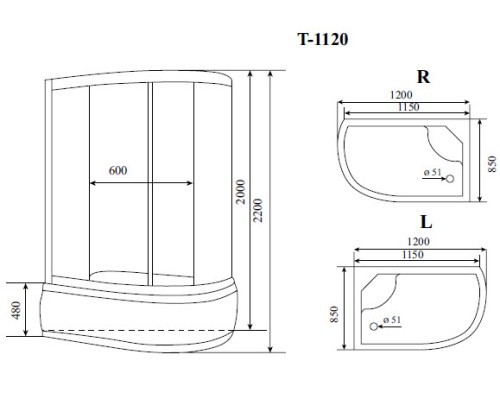 Душевая кабина Timo Standart 120x85 без гидромассажа