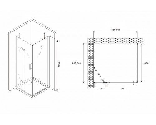 Душевой уголок Abber Zart 90x90 профиль Хром стекло прозрачное