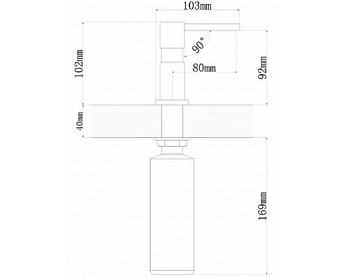 Дозатор для моющего средства Florentina Квадро 703.726.0000.102 Черный