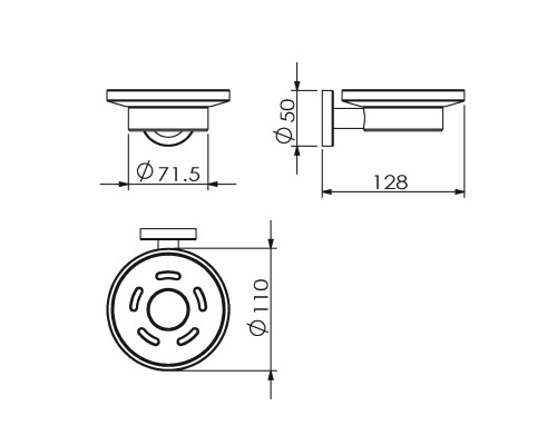 Мыльница стеклянная к стене круглая LANGBERGER 11015A