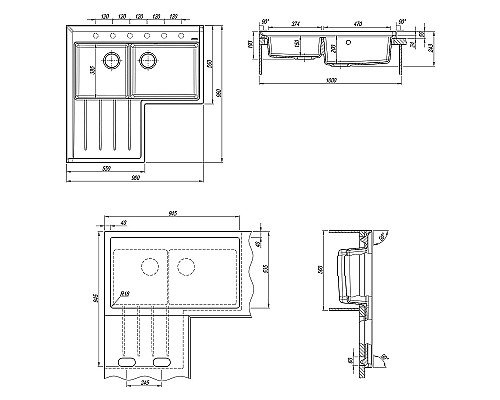 Кухонная мойка Florentina Адрия-960 20.380.L0960.107 Песочная