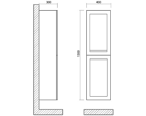 Шкаф пенал Art&Max AM-Platino-1500-2A-SO-BL подвесной Белый глянец