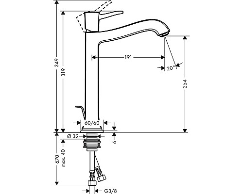 Смеситель для раковины-чаши Hansgrohe Metropol Classic однорычажный хром 31303090