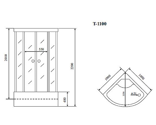 Душевая кабина Timo Standart 100x100 T-1100 с гидромассажем