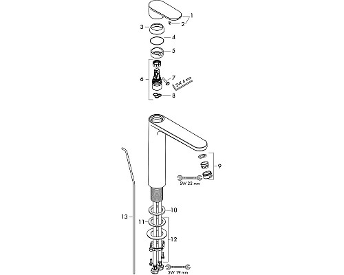Смеситель для раковины Hansgrohe Vernis Blend 71572000 Хром