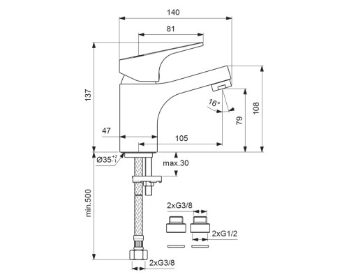 Смеситель для раковины Vidima Next BA366AA Хром