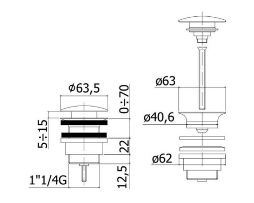 Донный клапан Paffoni ZSCA050BO