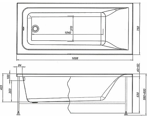 Акриловая ванна Aquanet Bright 170х75 233141