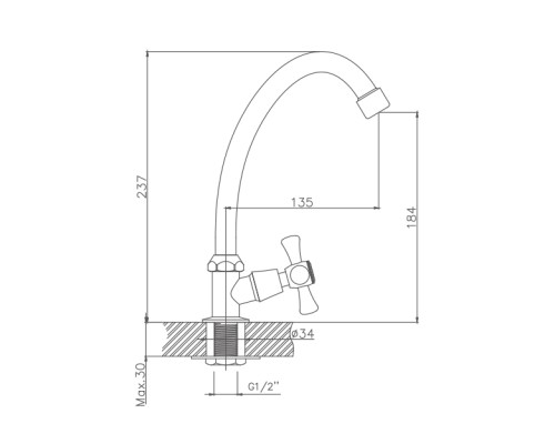Кран для одного типа воды Cron CN4108 Хром
