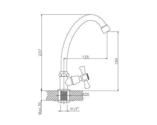 Кран для одного типа воды Cron CN4108 Хром