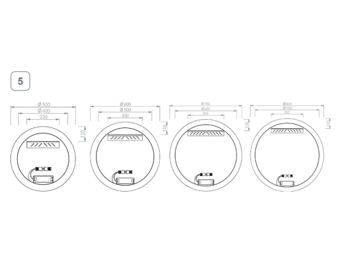 Зеркало Ravak Luna 50 X000001577 с подсветкой круглое