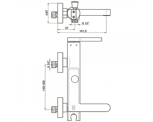 Смеситель для ванны GPD Gildo MBB165-K-S Хром Черный