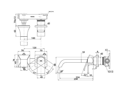 Смеситель для раковины Toto GC TLG08308R Хром