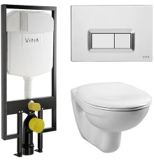 Комплект унитаза с инсталляцией Vitra Normus с сиденьем Микролифт и кнопкой смыва