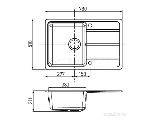 Мойка для кухни Аманда прямоугольная с крылом песочная Aquaton 1A712832AD220